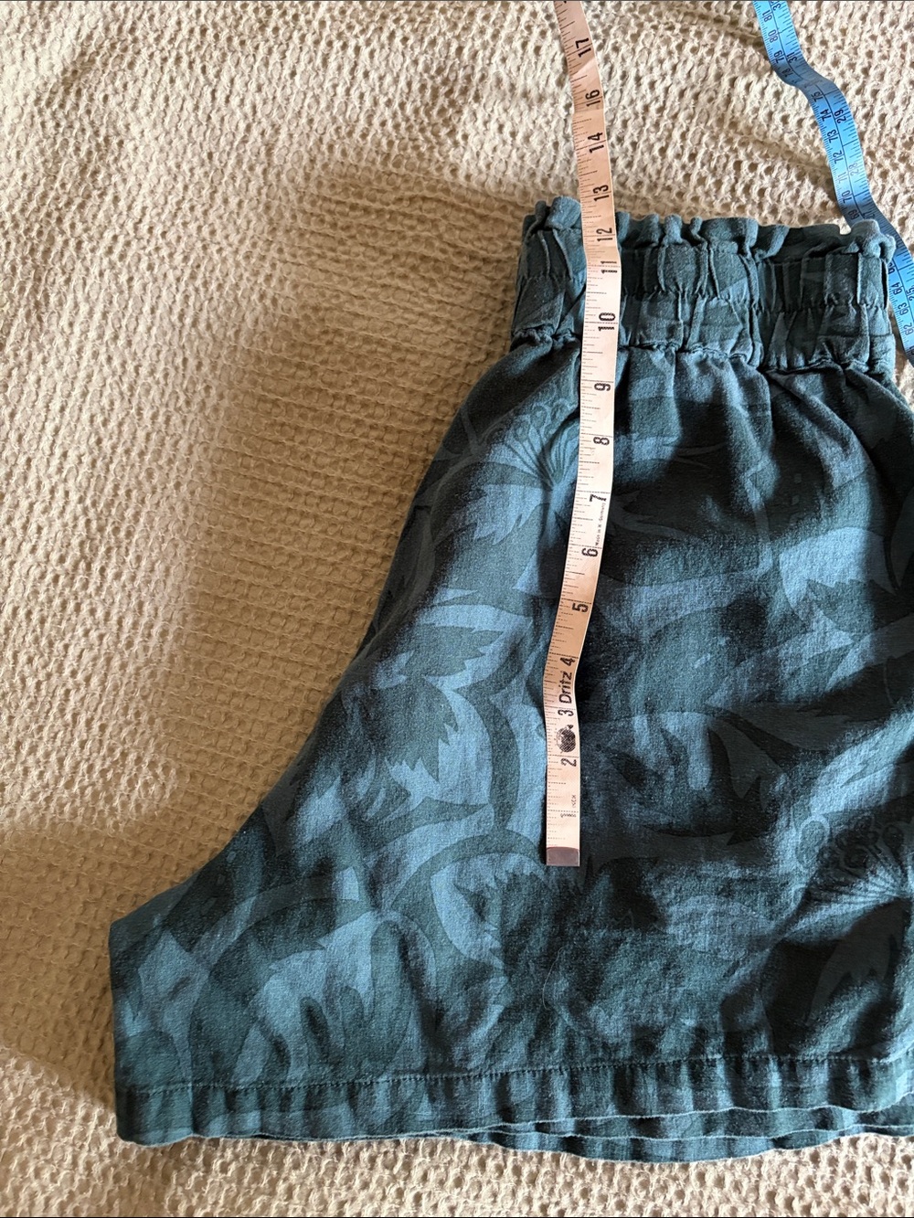 Madewell Linen Blend High-Waist Teal Floral Print Women's Shorts. M - Picture 5 of 6